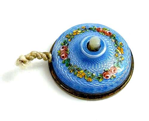 Antique French Silver & Guilloché Enamel Bell Push