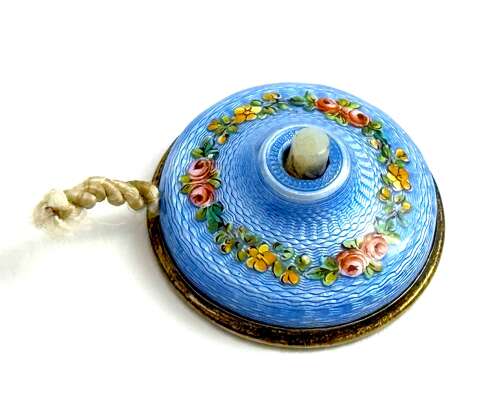 Antique French Silver & Guilloché Enamel Bell Push