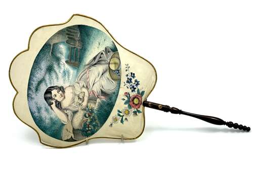 A Signed Pair of Charming Antique French Silk Hand Face Screens