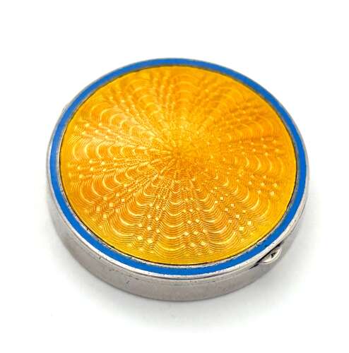 Pretty Antique Silver and Apricot and Pale Blue Enamel Box