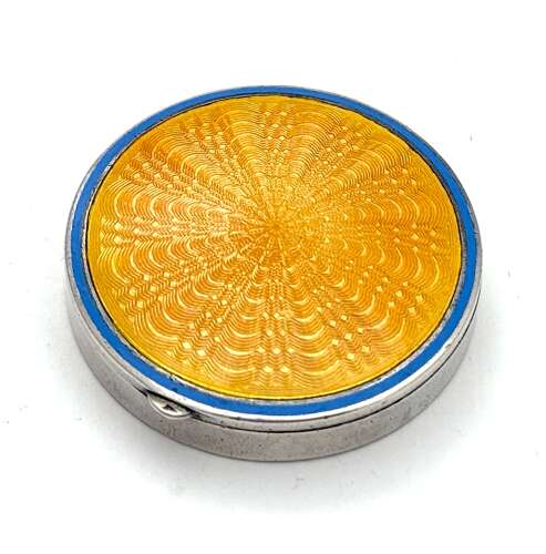 Pretty Antique Silver and Apricot and Pale Blue Enamel Box
