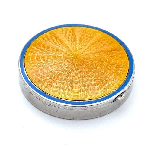 Pretty Antique Silver and Apricot and Pale Blue Enamel Box