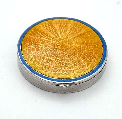 Pretty Antique Silver and Apricot and Pale Blue Enamel Box