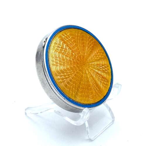 Pretty Antique Silver and Apricot and Pale Blue Enamel Box