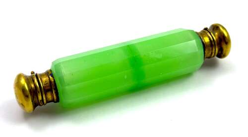 Antique Double Ended Uranium Glass Perfume Bottle.