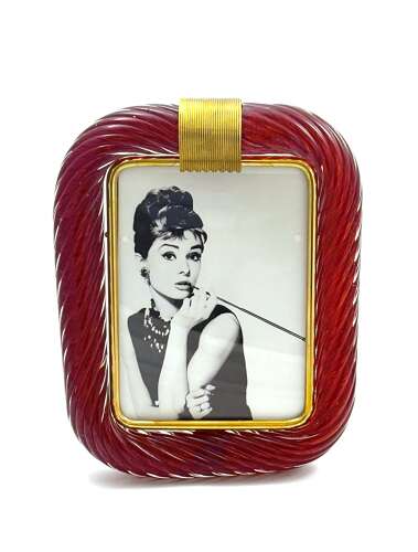 A Vintage Murano 'Rosso Veneziano' Red Twist Glass Photo Frame.