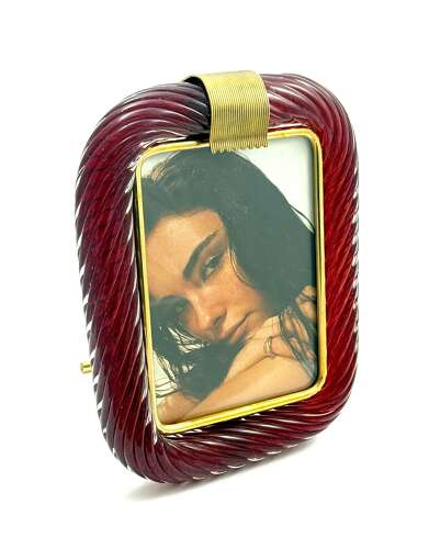 A Vintage Murano 'Rosso Veneziano' Red Twist Glass Photo Frame.