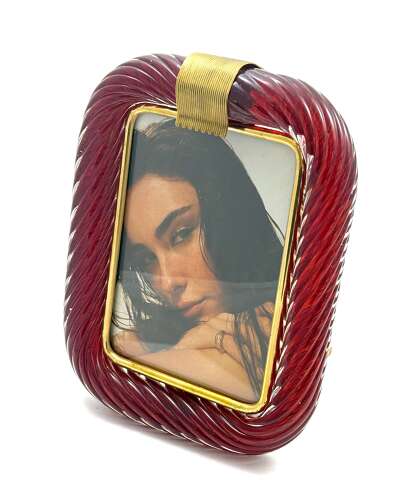 A Vintage Murano 'Rosso Veneziano' Red Twist Glass Photo Frame.