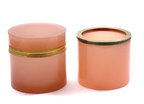 Antique Pink Opaline Glass and Dore Mounted Bowl
