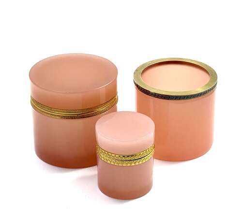 Antique Pink Opaline Glass and Dore Mounted Bowl