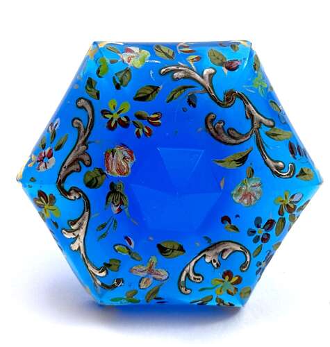 A Large Antique Bohemian Barfatan Blue Opaline Glass Perfume Bottle