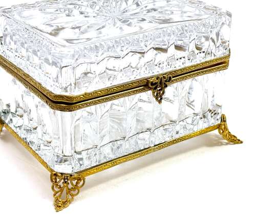 Antique French Moulded Glass and Ormolu Mounted Casket, Circa 1900