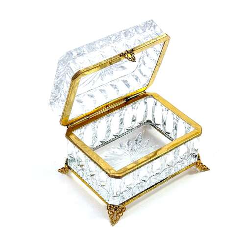 Antique French Moulded Glass and Ormolu Mounted Casket, Circa 1900