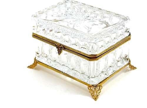 Antique French Moulded Glass and Ormolu Mounted Casket, Circa 1900