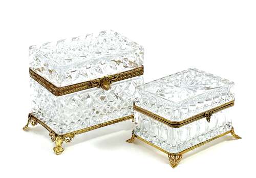 Antique French Moulded Glass and Ormolu Mounted Casket, Circa 1900