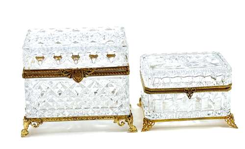 Antique French Moulded Glass and Ormolu Mounted Casket, Circa 1900
