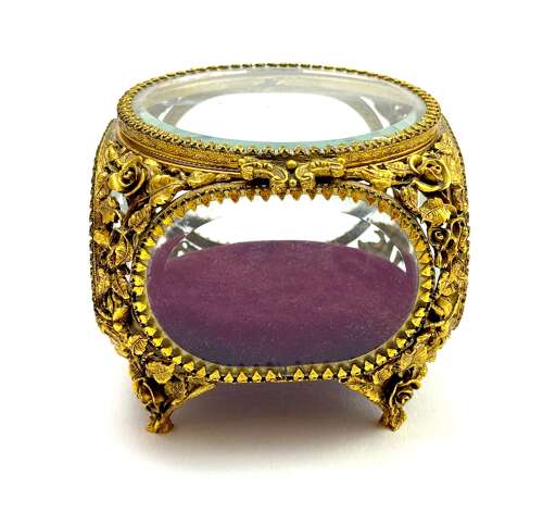 Antique Dore Bronze Jewellery Casket with Intricate Floral and Foliate Decoration