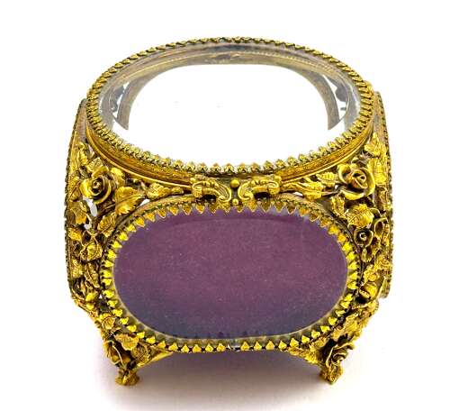 Antique Dore Bronze Jewellery Casket with Intricate Floral and Foliate Decoration