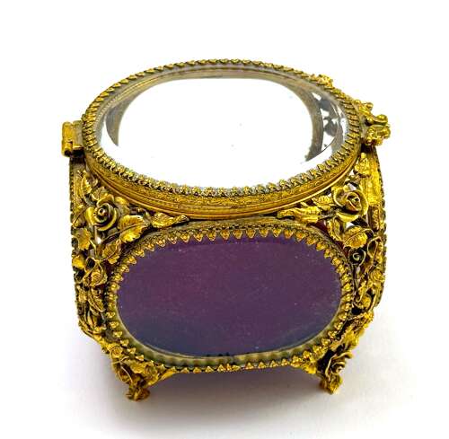 Antique Dore Bronze Jewellery Casket with Intricate Floral and Foliate Decoration