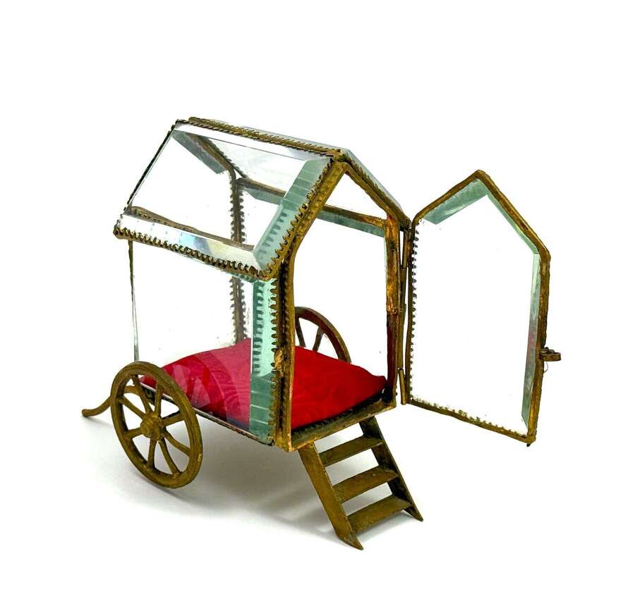 A Charming French&nbsp;Glass and Dore Bronze&nbsp;Carriage Display Case