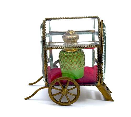 A Charming French Glass and Dore Bronze Carriage Display Case