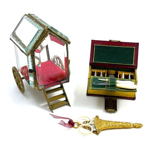 A Charming French Glass and Dore Bronze Carriage Display Case
