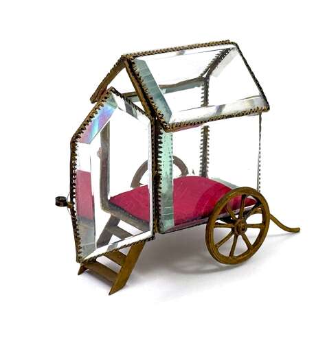 A Charming French Glass and Dore Bronze Carriage Display Case