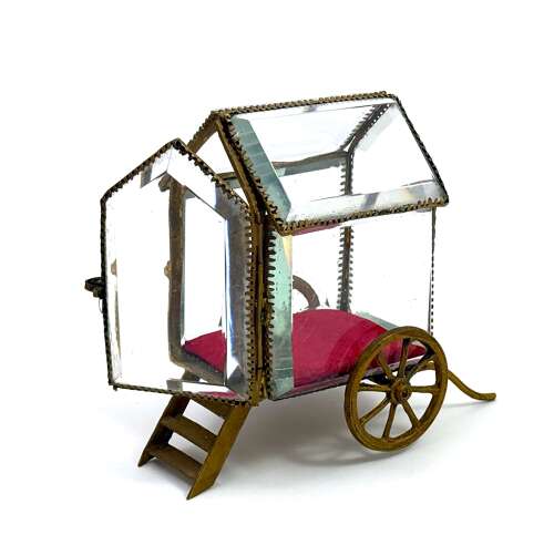 A Charming French Glass and Dore Bronze Carriage Display Case