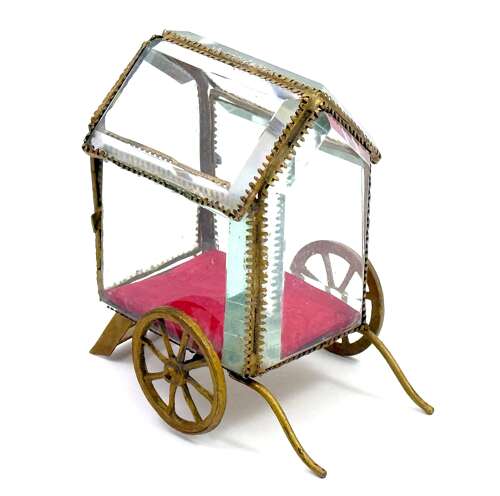 A Charming French Glass and Dore Bronze Carriage Display Case