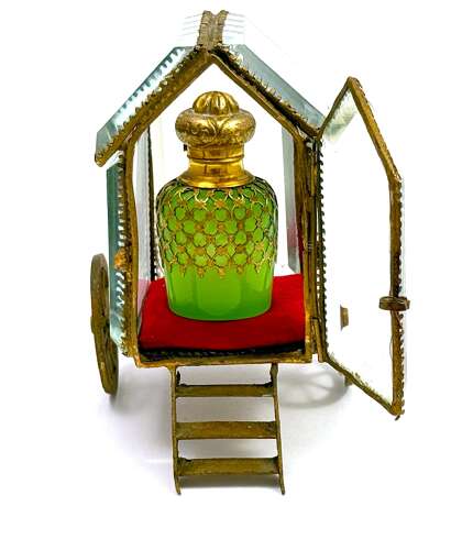A Charming French Glass and Dore Bronze Carriage Display Case