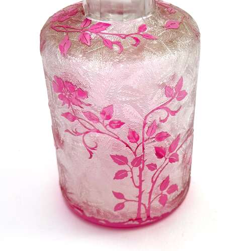 Antique BACCARAT Eglantier Pattern Cranberry Acid Etched Perfume Bottle.