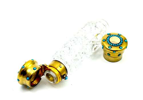 Antique Double-Ended Scent Bottle Featuring Turquoise Gems