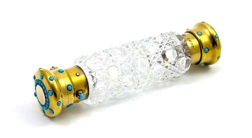 Antique Double-Ended Scent Bottle Featuring Turquoise Gems