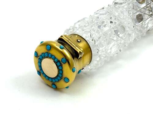 Antique Double-Ended Scent Bottle Featuring Turquoise Gems