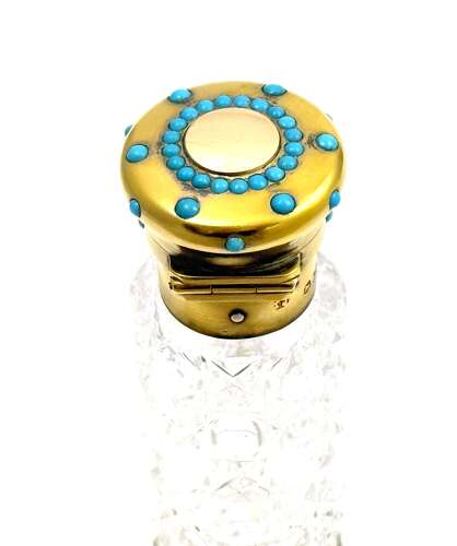 Antique Double-Ended Scent Bottle Featuring Turquoise Gems