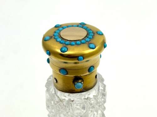 Antique Double-Ended Scent Bottle Featuring Turquoise Gems