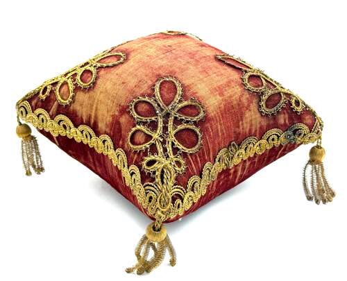 Antique Napoleon III French Red Velvet Bridal Or Communion Cushion