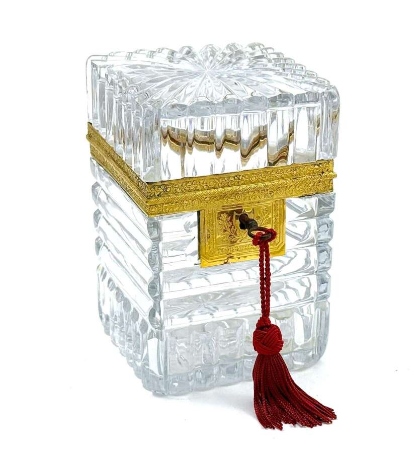 A&nbsp;Large Baccarat&nbsp;Cut Crystal Casket with Fine Dore Bronze Mounts and Original Key