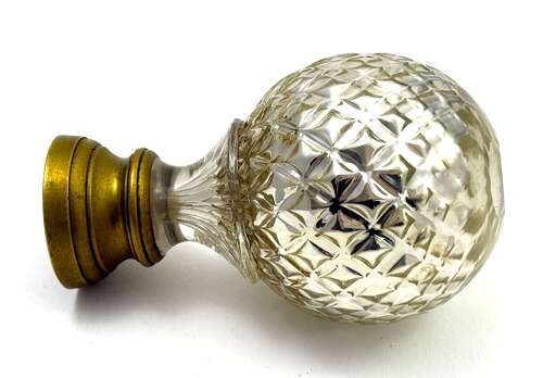 Antique French Cut Crystal Finial on Gilt Metal Base