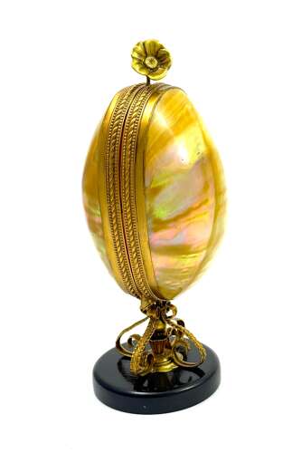 A Very Tall Antique French Mother of Pearl Table Stand used in Salon or Boudoir