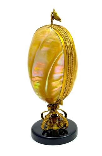 A Very Tall Antique French Mother of Pearl Table Stand used in Salon or Boudoir