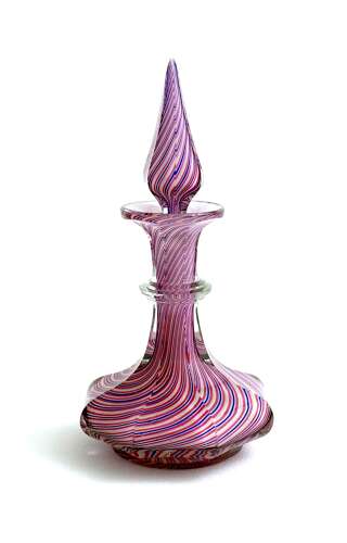 Antique Murano Pink Latticinio Glass Perfume Bottle
