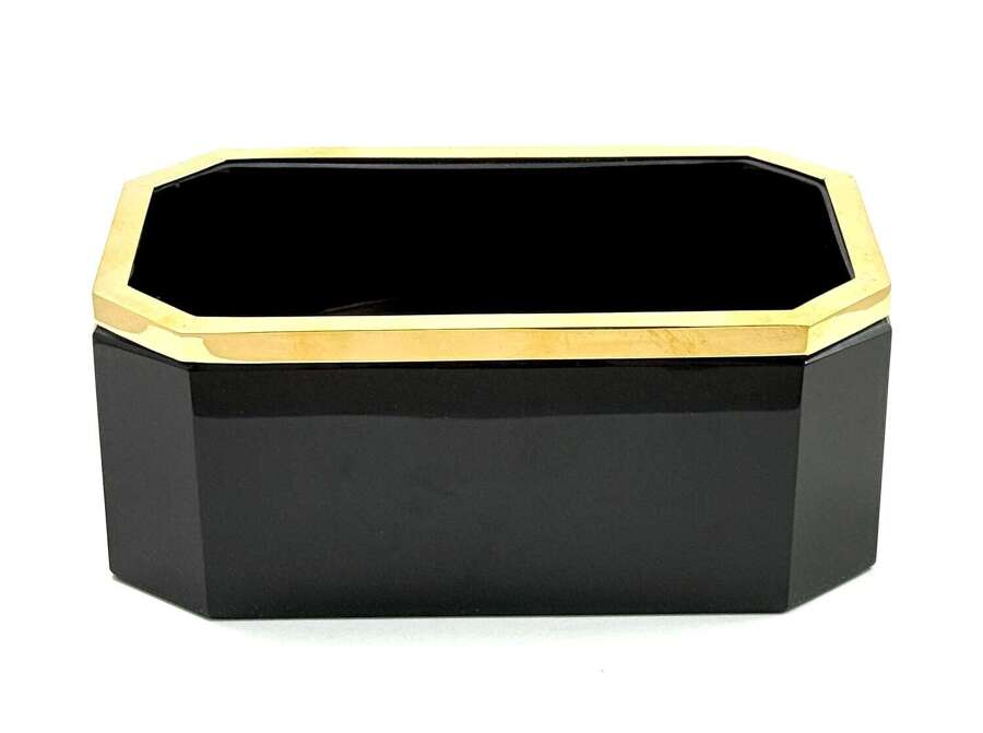 Large Antique Black Opaline Glass Jardiniere