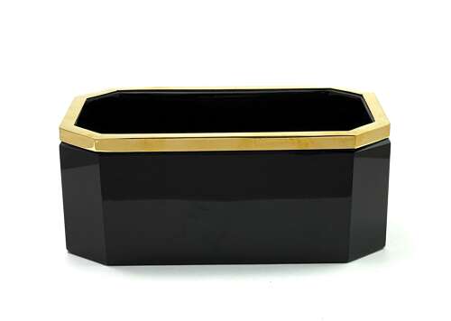 Large Antique Black Opaline Glass Jardiniere