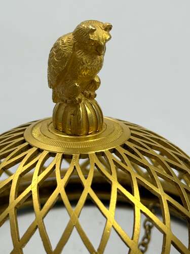 A Fine French Charles X Gilt-Bronze and Crystal Glass Perfume Burner, Circa 1825