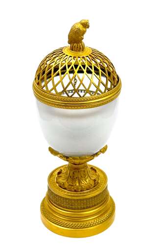 A Fine French Charles X Gilt-Bronze and Crystal Glass Perfume Burner, Circa 1825