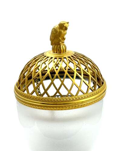 A Fine French Charles X Gilt-Bronze and Crystal Glass Perfume Burner, Circa 1825