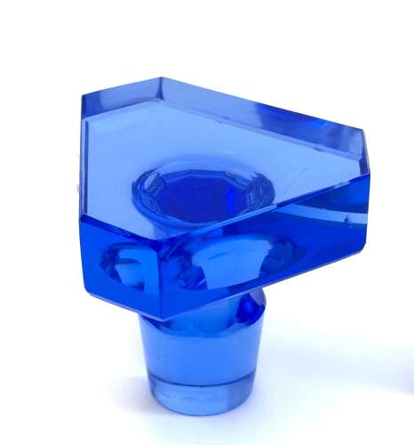 A Striking Art Deco 'Portofino Blue' Glass Decanter with Silver Collar.