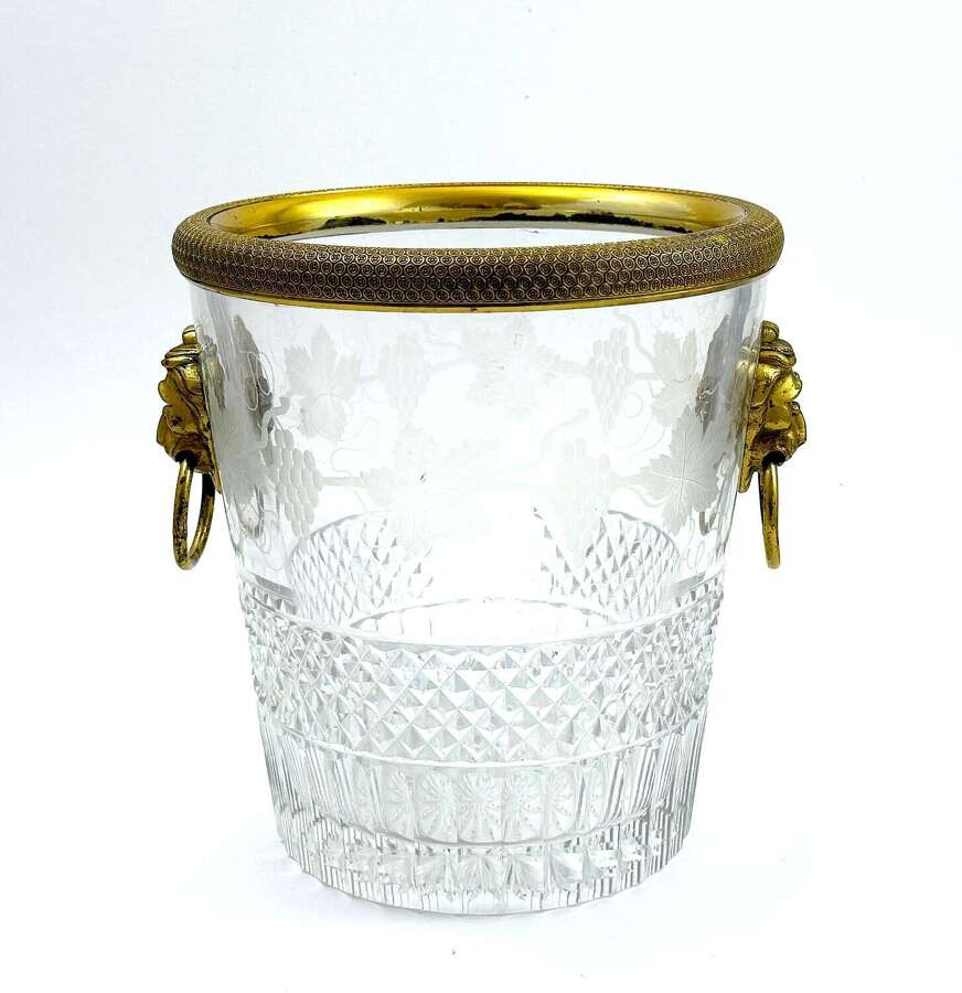 A Large Antique Baccarat&nbsp;Cut Crystal and Dore Bronze&nbsp;Champagne Bucket