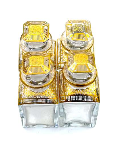 A Fine Antique French Baccarat Perfume Set with Dore Mounts and Original Key.